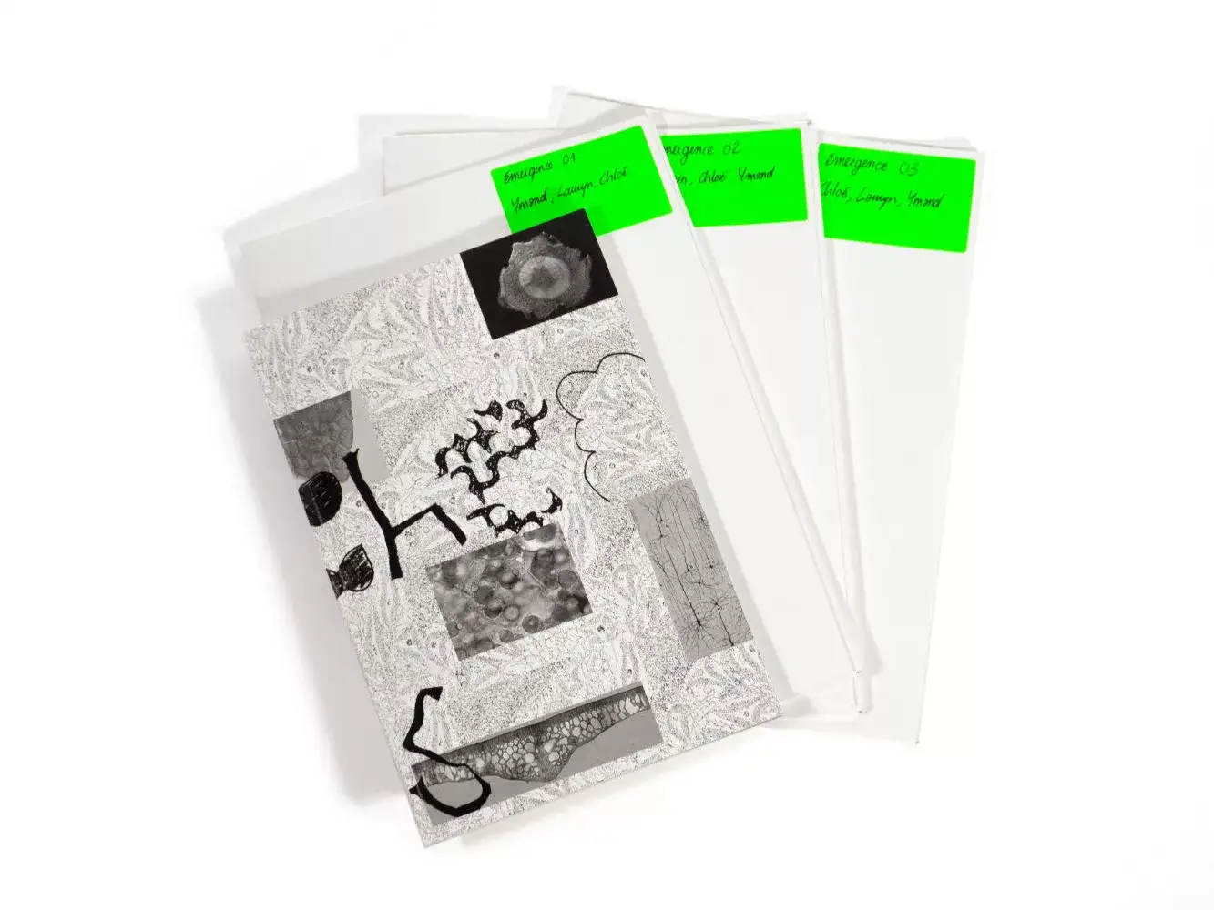 les 3 dossiers du projets émergence sur fond blanc